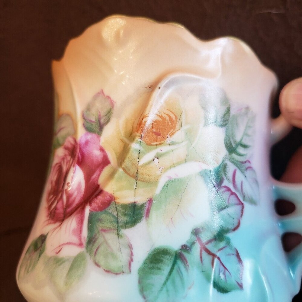 Vintage Antique Mustache Cup Brandenburg Roses Germany - Picture 14 of 15